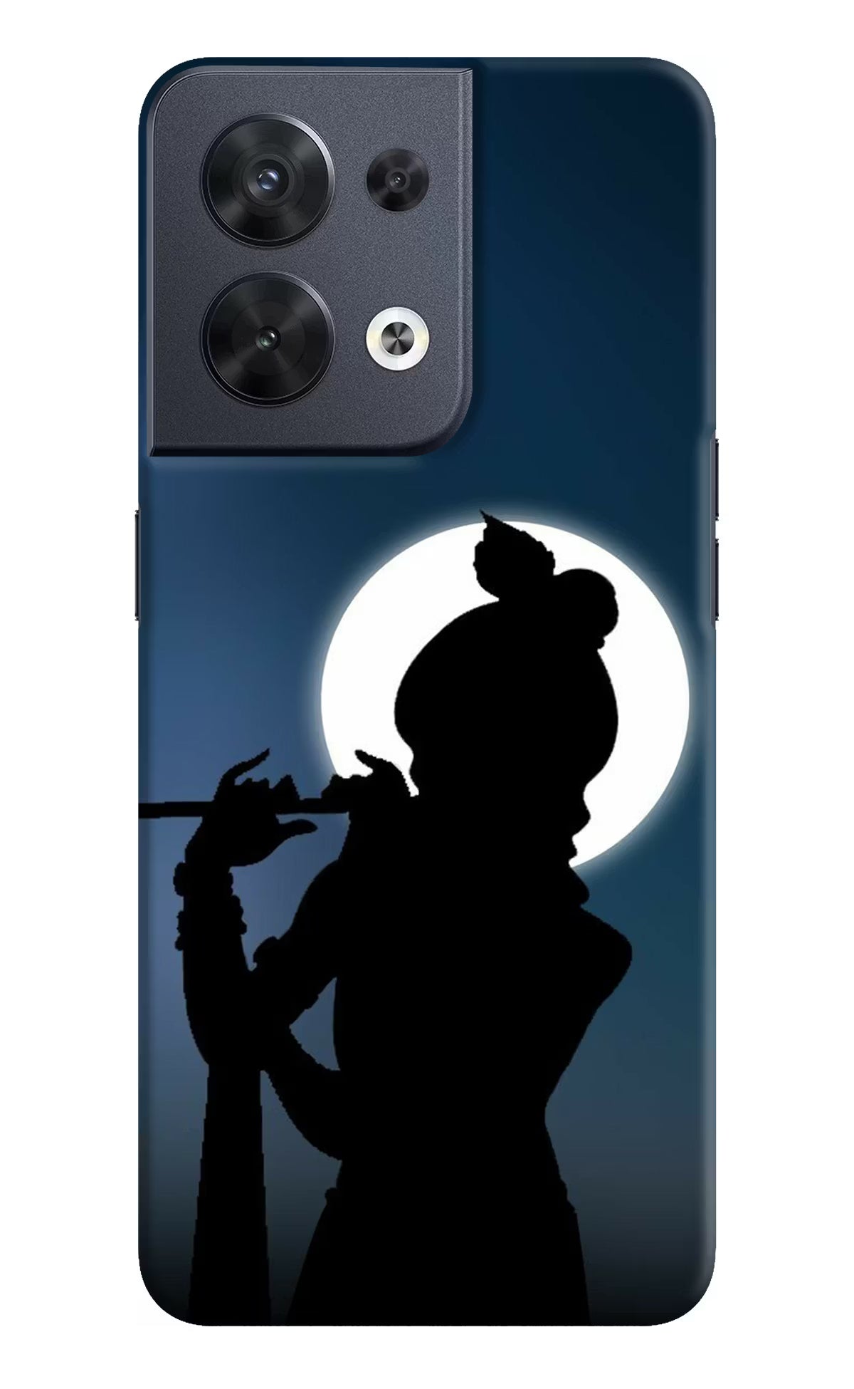 Shri Krishna Silhouette Oppo Reno8 Hard Case Back Cover by Casekaro