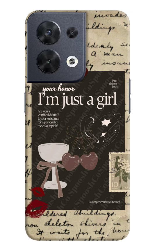 I am just a girl Oppo Reno8 Hard Case Back Cover by Casekaro