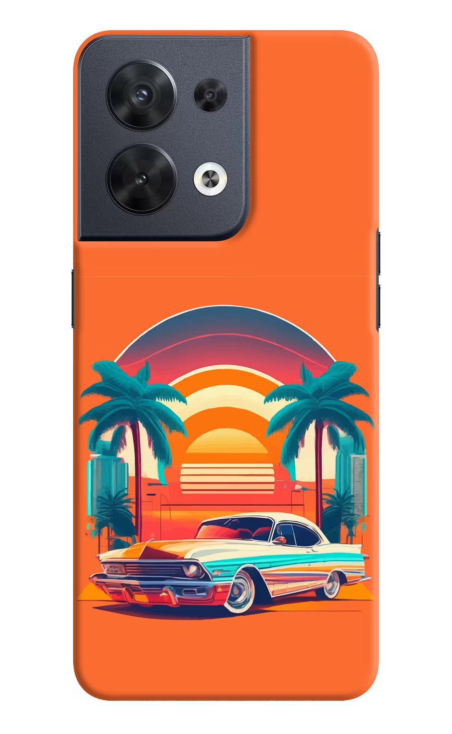 Palm Drive 80s Oppo Reno8 Back Cover, Hard case