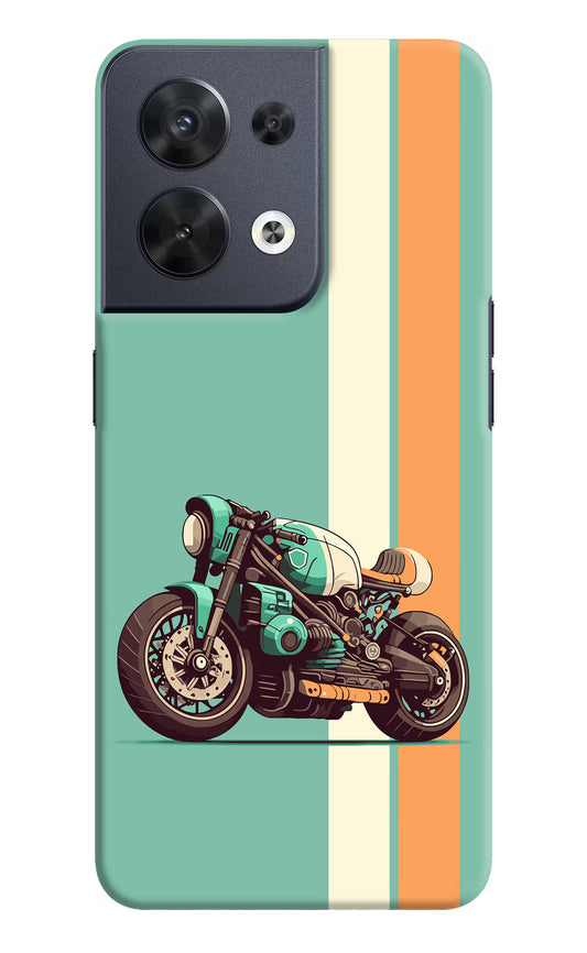 Striped Moto Drift Oppo Reno8 Hard Case Back Cover by Casekaro