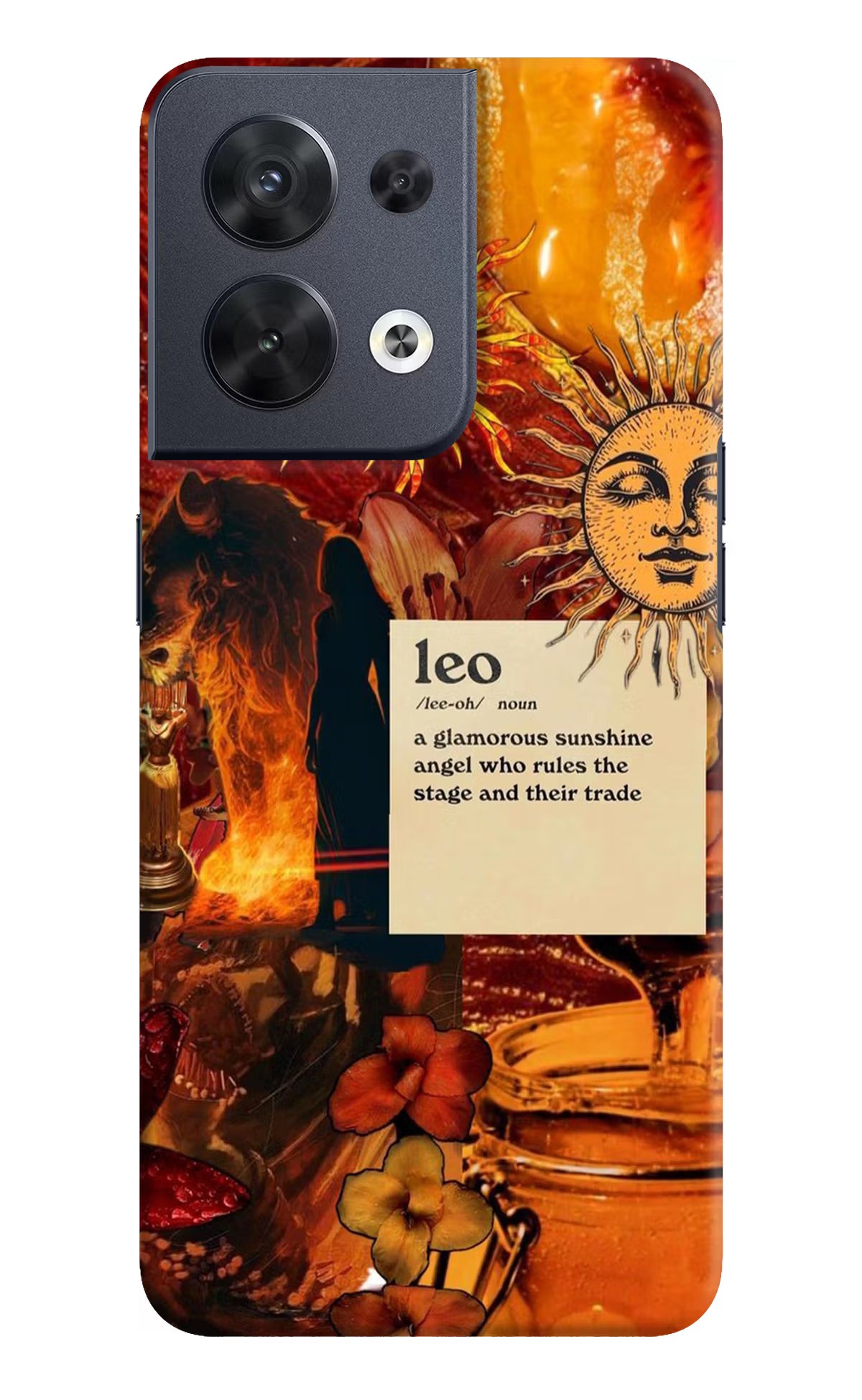 Leo Zodiac Oppo Reno8 Hard Case Back Cover by Casekaro