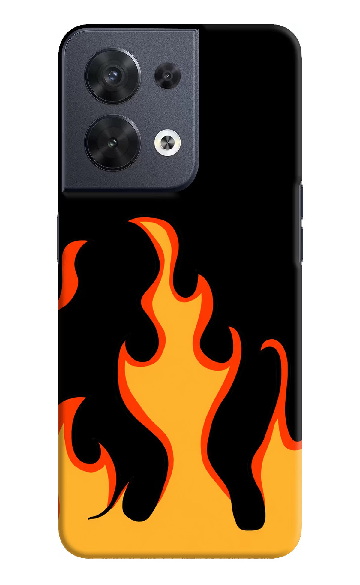 Fired Up – Black Oppo Reno8 Hard Case Back Cover by Casekaro