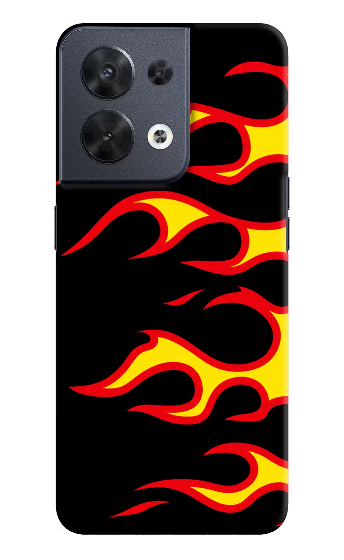 Side Sweep Flames Oppo Reno8 Hard Case Back Cover by Casekaro