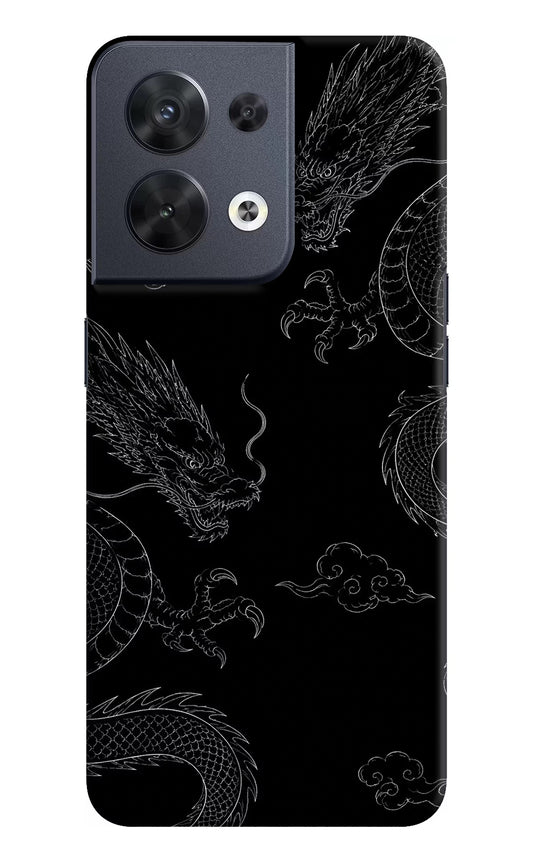 Twin Dragons Oppo Reno8 Hard Case Back Cover by Casekaro