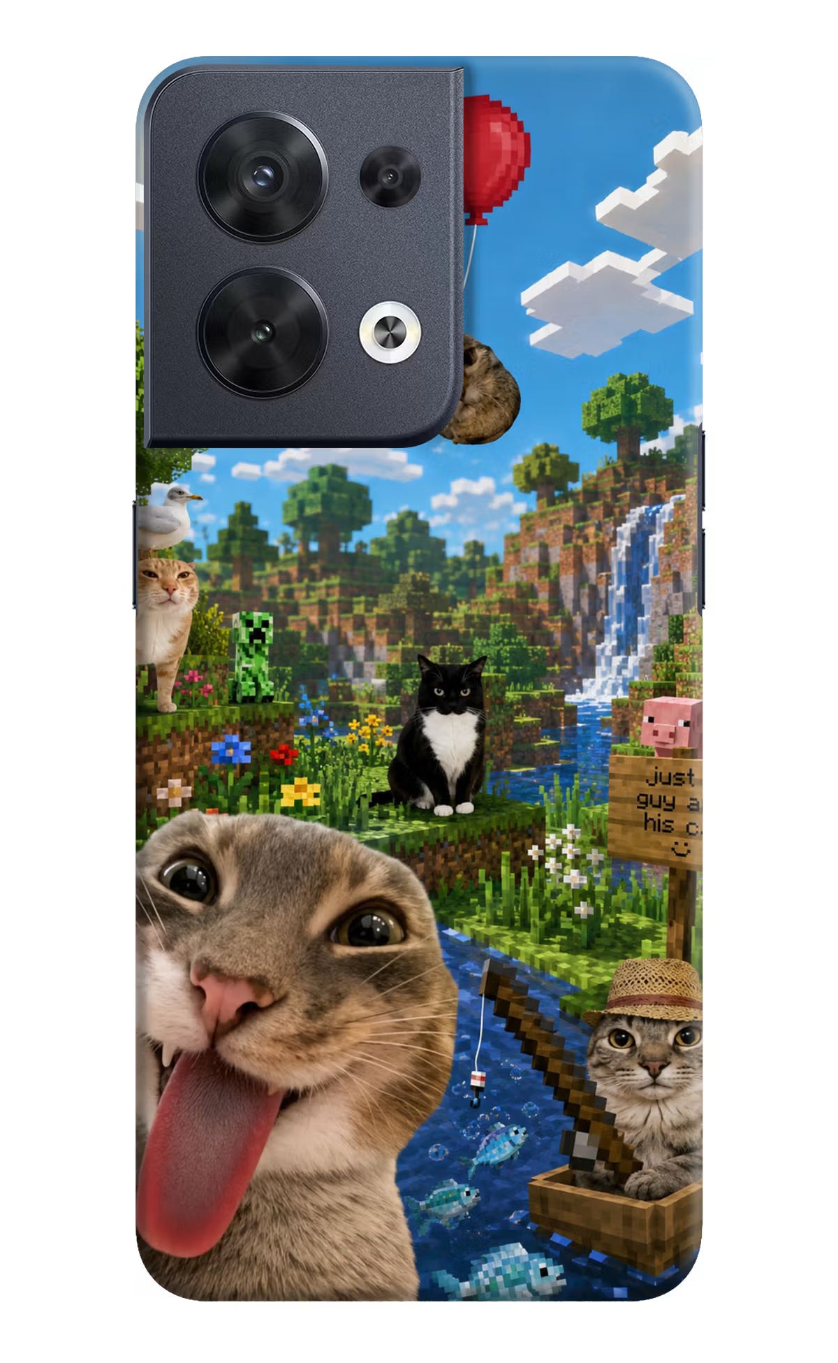 Minecraft Cat Chaos Oppo Reno8 Back Cover
