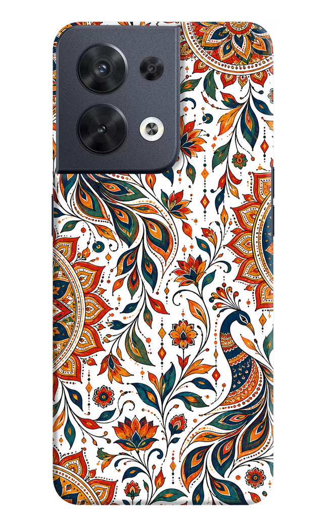 White Mayura Oppo Reno8 Hard Case Back Cover by Casekaro