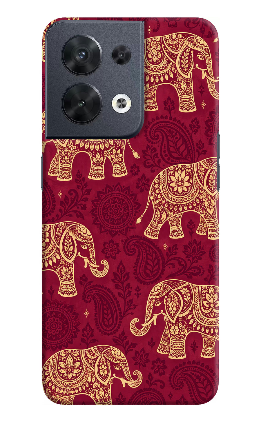 Maroon Elephant Oppo Reno8 Back Cover, Hard case