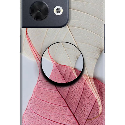 White Pink Leaf Oppo Reno8 Pop Case by Casekaro