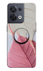 White Pink Leaf Oppo Reno8 Pop Case by Casekaro