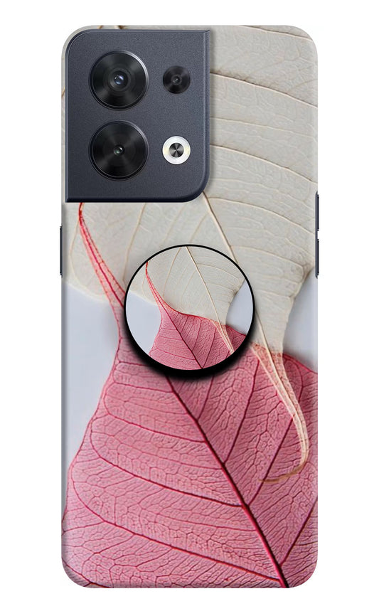 White Pink Leaf Oppo Reno8 Pop Case by Casekaro