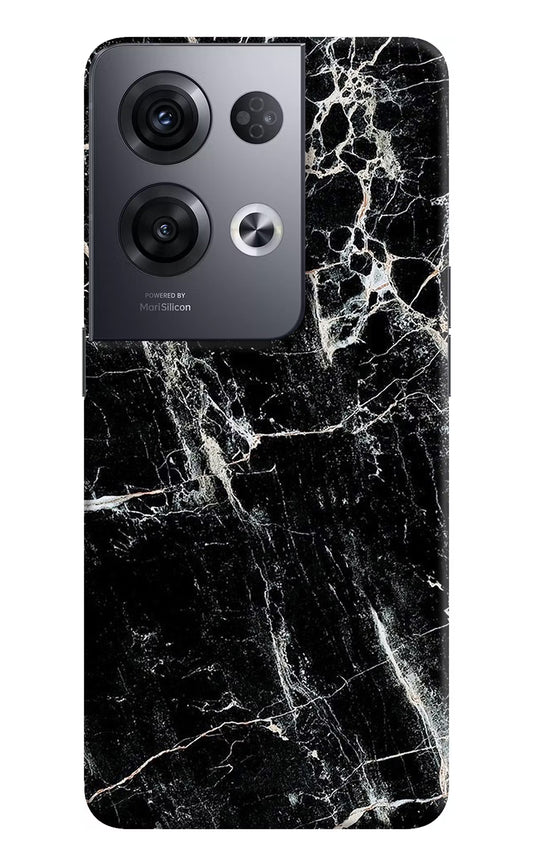 Black Marble Texture Oppo Reno8 Pro Hard Case Back Cover by Casekaro