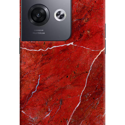 Red Marble Design Oppo Reno8 Pro Hard Case Back Cover by Casekaro