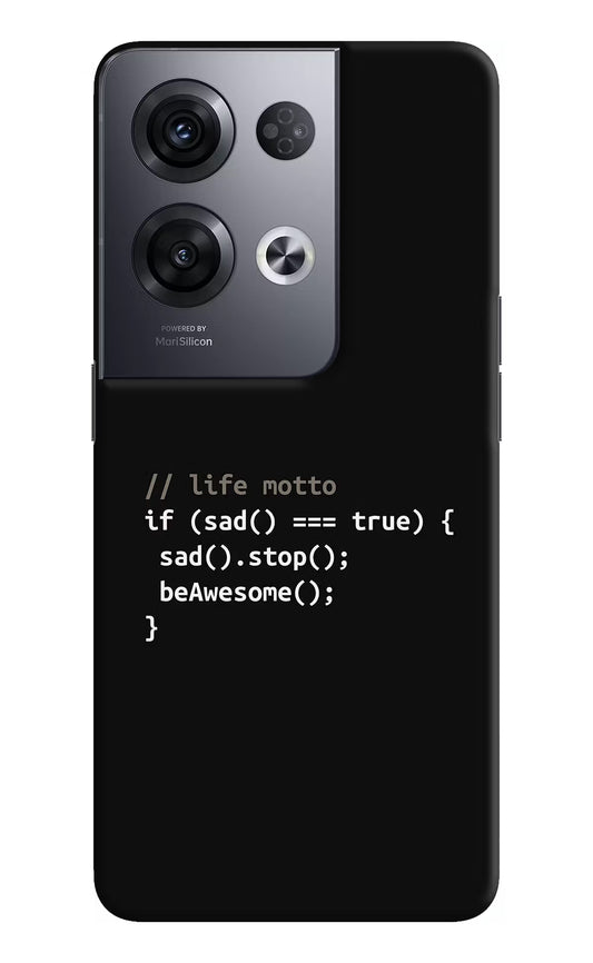 Life Motto Code Oppo Reno8 Pro Hard Case Back Cover by Casekaro