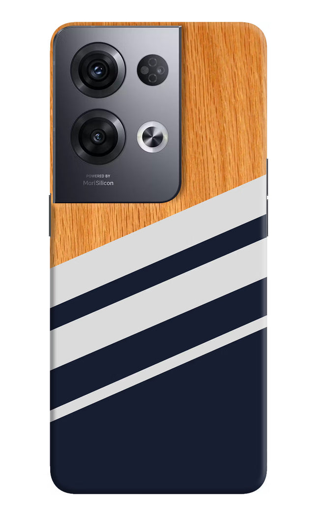 Blue and white wooden Oppo Reno8 Pro Hard Case Back Cover by Casekaro