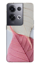 White Pink Leaf Oppo Reno8 Pro Hard Case Back Cover by Casekaro