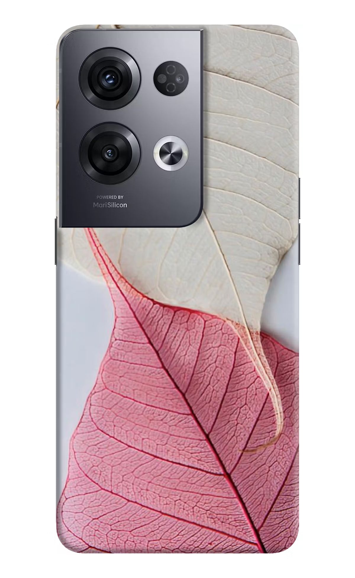 White Pink Leaf Oppo Reno8 Pro Hard Case Back Cover by Casekaro