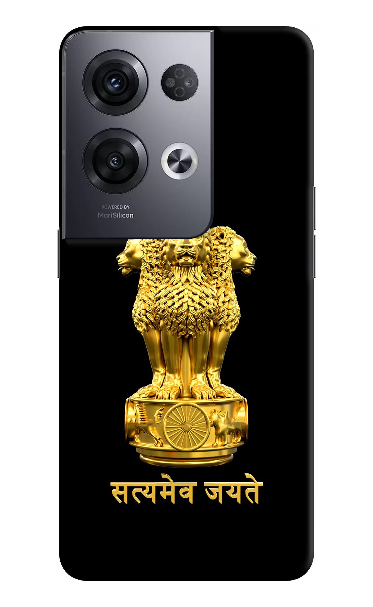 Satyamev Jayate Golden Oppo Reno8 Pro Hard Case Back Cover by Casekaro