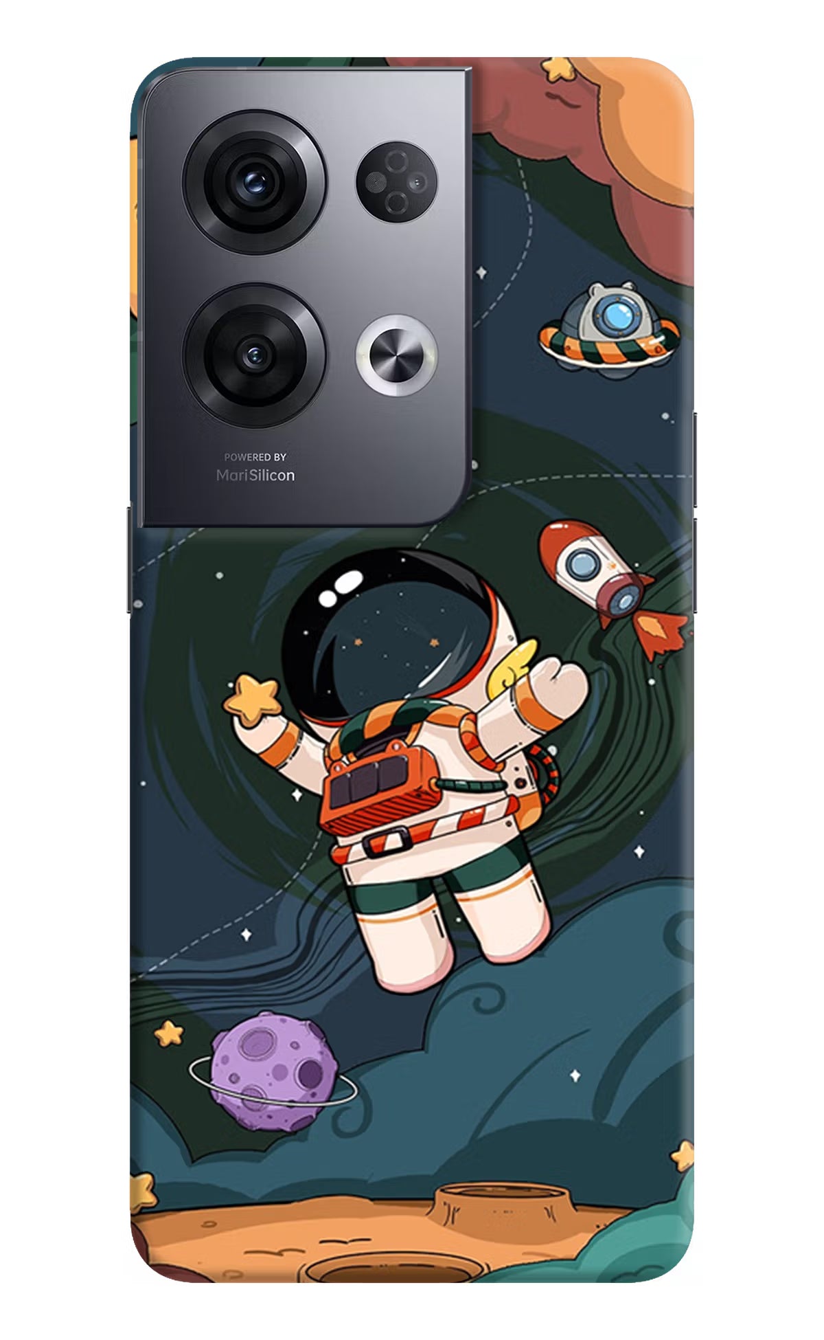 Cartoon Astronaut Oppo Reno8 Pro Hard Case Back Cover by Casekaro