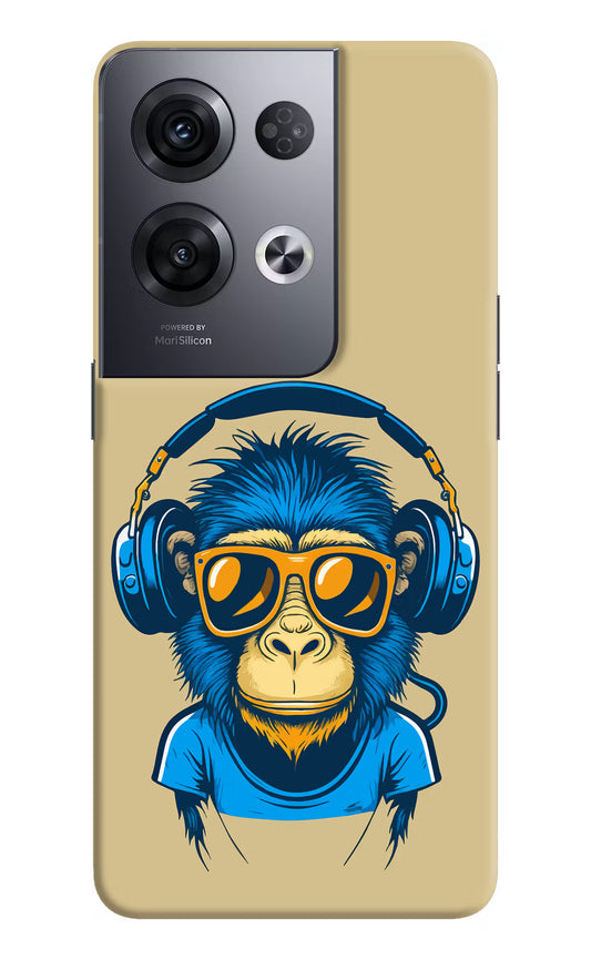 Monkey Headphone Oppo Reno8 Pro Hard Case Back Cover by Casekaro