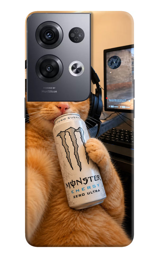 Gamer Cat Energy Oppo Reno8 Pro Hard Case Back Cover by Casekaro
