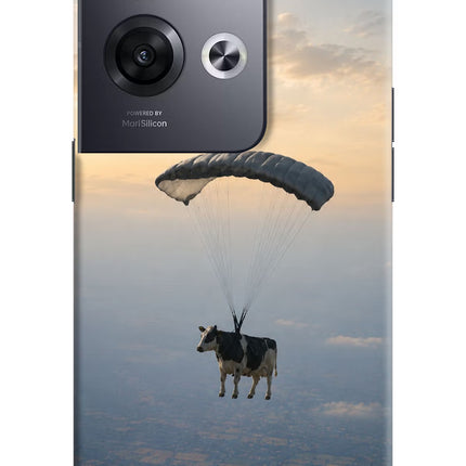 Skydiving Cow Oppo Reno8 Pro Hard Case Back Cover by Casekaro