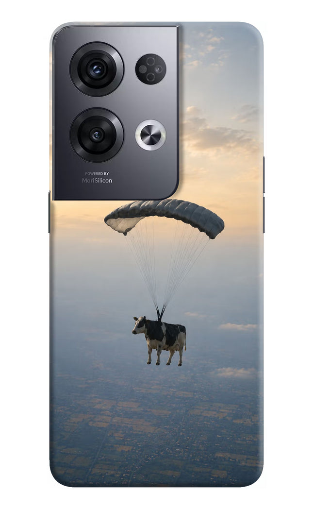 Skydiving Cow Oppo Reno8 Pro Hard Case Back Cover by Casekaro