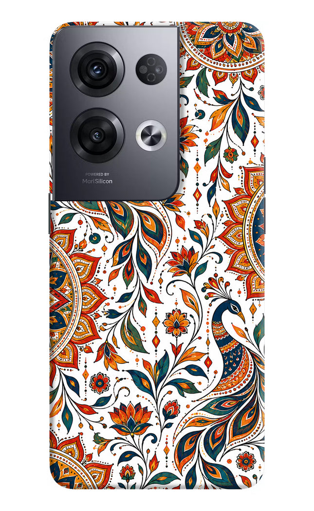 White Mayura Oppo Reno8 Pro Hard Case Back Cover by Casekaro
