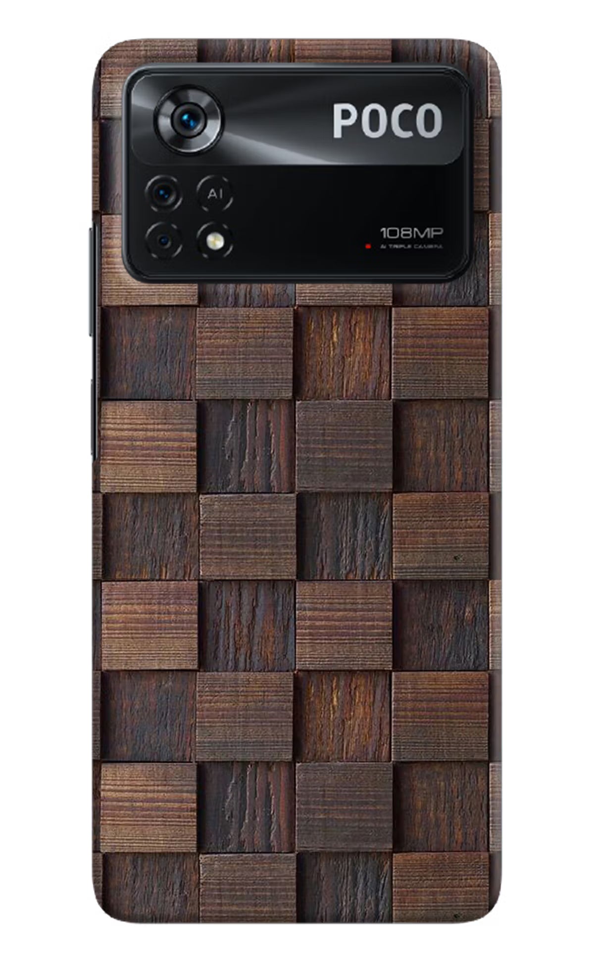 Wooden Cube Design Poco X4 Pro Hard Case Back Cover by Casekaro