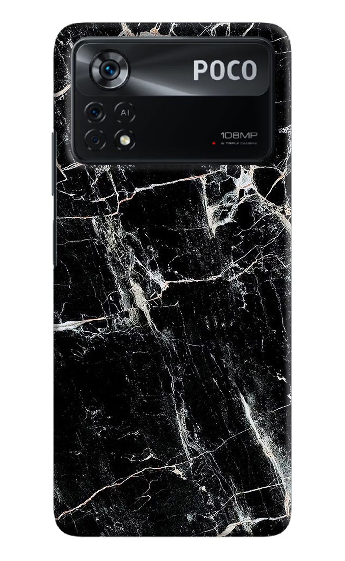 Black Marble Texture Poco X4 Pro Hard Case Back Cover by Casekaro