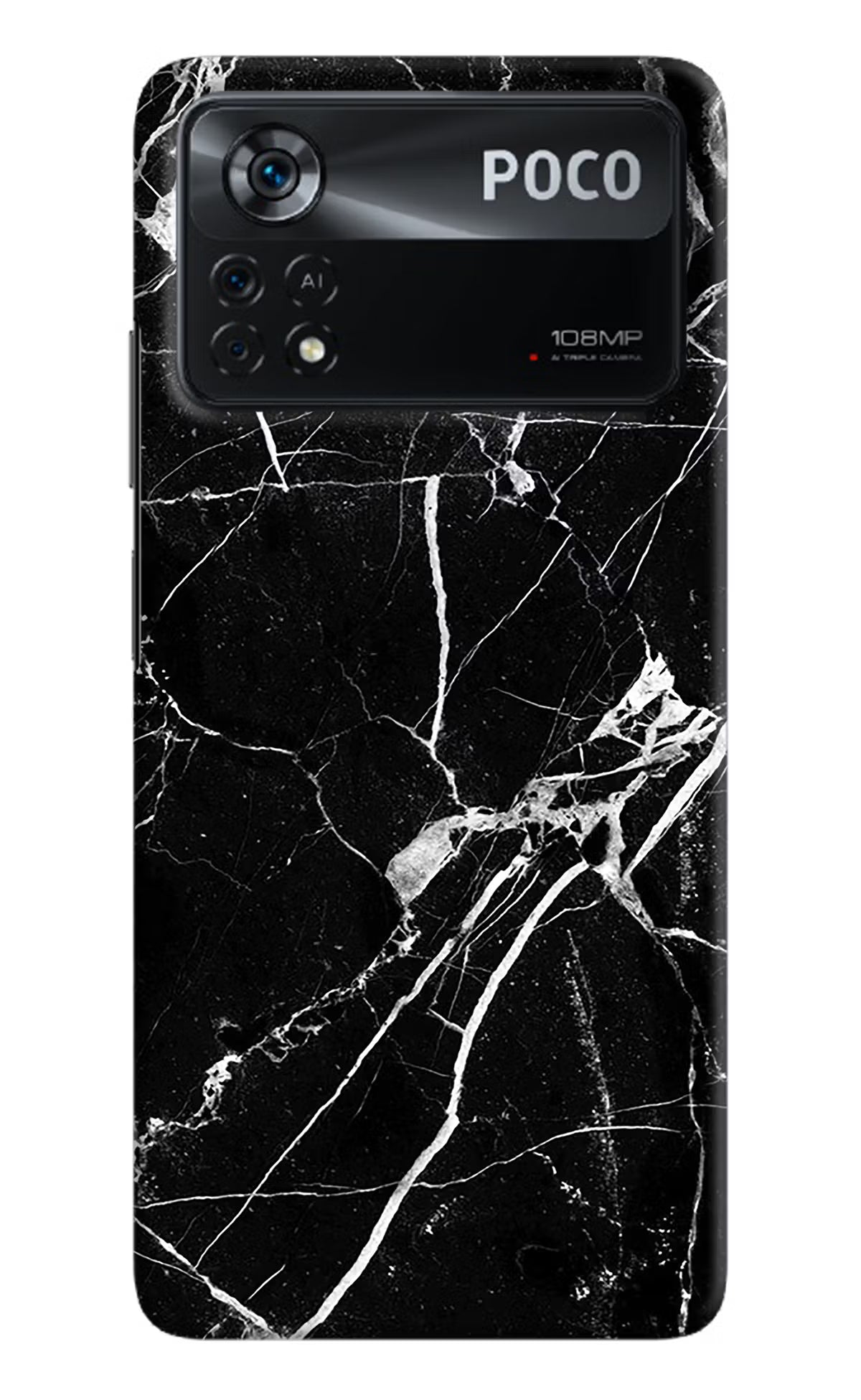 Black Marble Pattern Poco X4 Pro Hard Case Back Cover by Casekaro