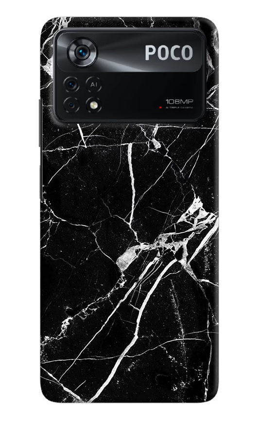 Black Marble Pattern Poco X4 Pro Hard Case Back Cover by Casekaro