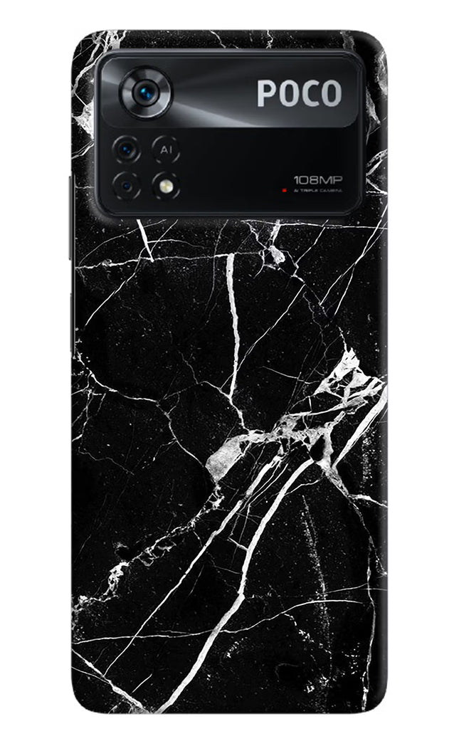 Black Marble Pattern Poco X4 Pro Hard Case Back Cover by Casekaro