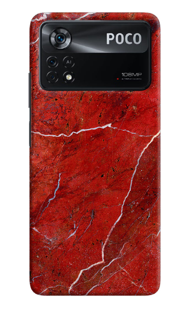 Red Marble Design Poco X4 Pro Hard Case Back Cover by Casekaro