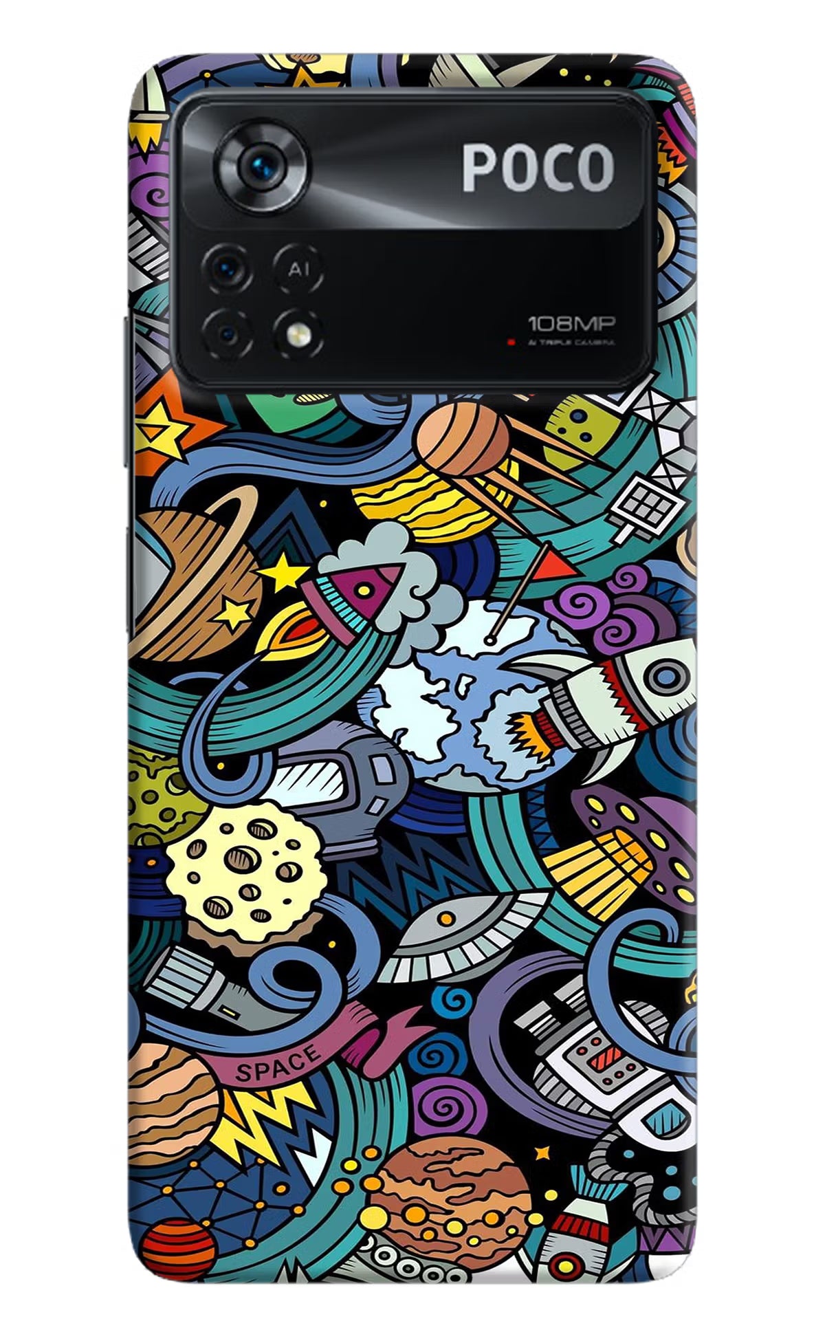 Space Abstract Poco X4 Pro Hard Case Back Cover by Casekaro