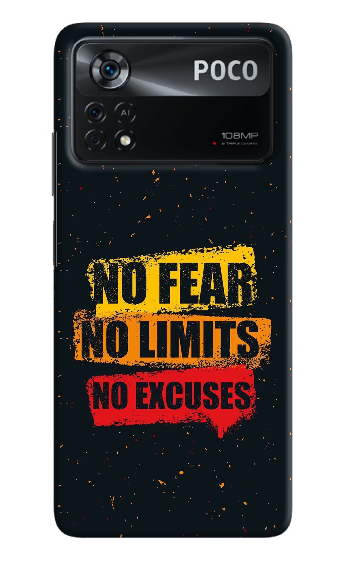 No Fear No Limits No Excuse Poco X4 Pro Hard Case Back Cover by Casekaro