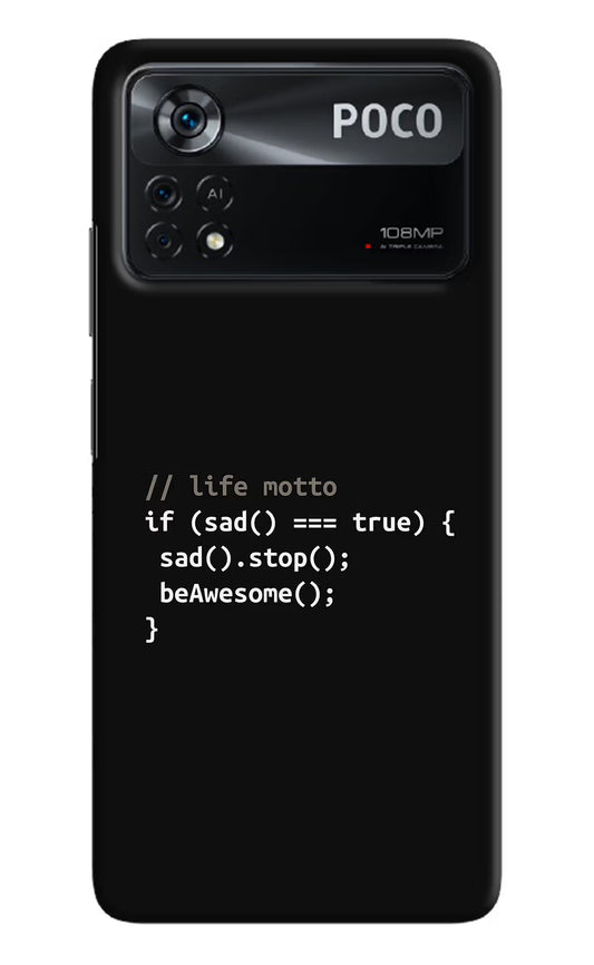 Life Motto Code Poco X4 Pro Hard Case Back Cover by Casekaro