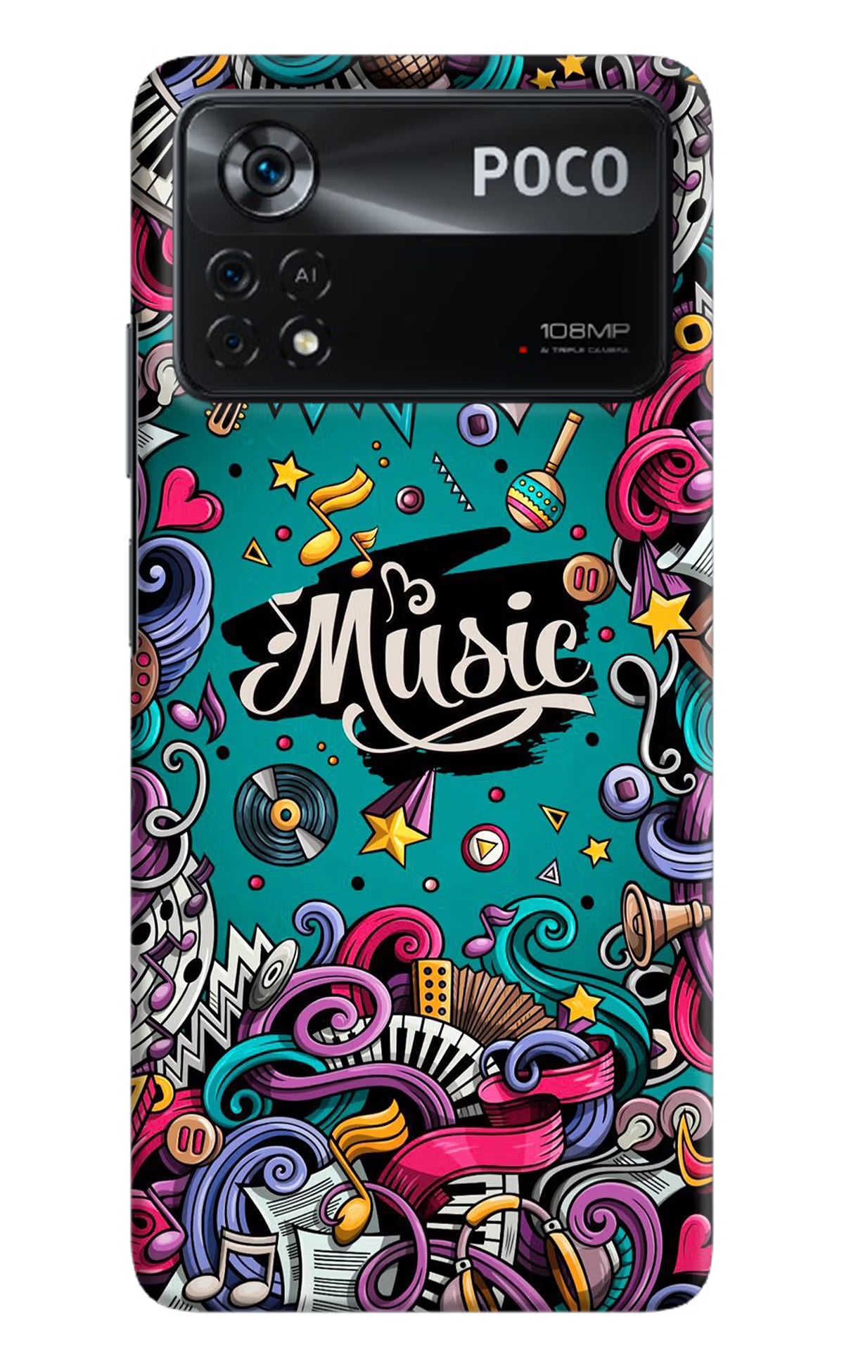 Music Graffiti Poco X4 Pro Hard Case Back Cover by Casekaro