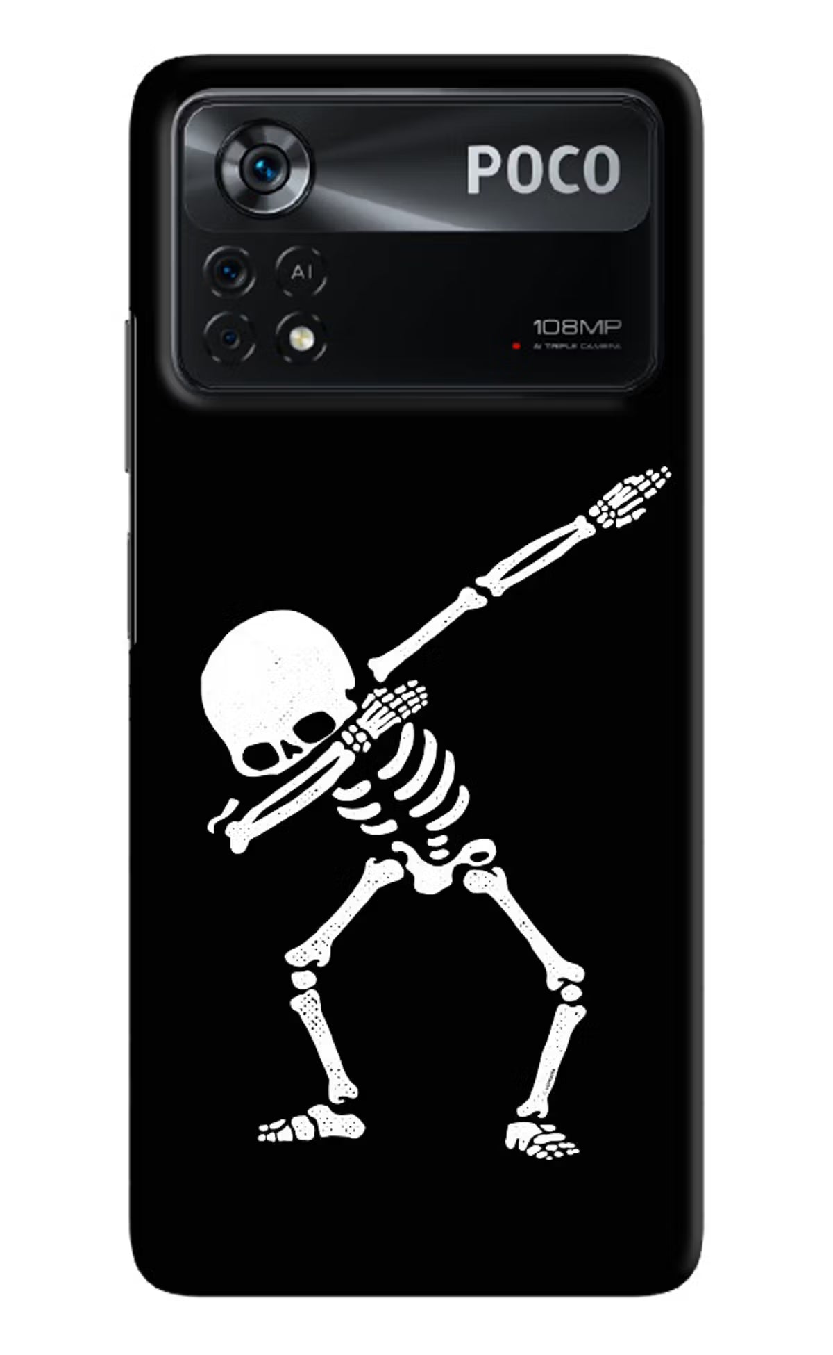Dabbing Skeleton Art Poco X4 Pro Hard Case Back Cover by Casekaro