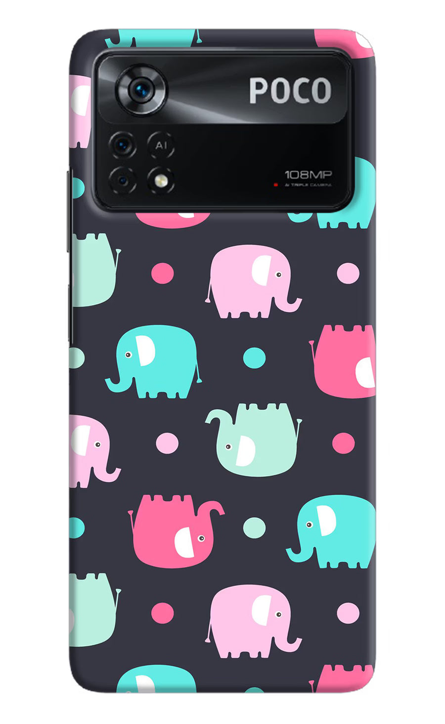 Elephants Poco X4 Pro Back Cover, Hard case