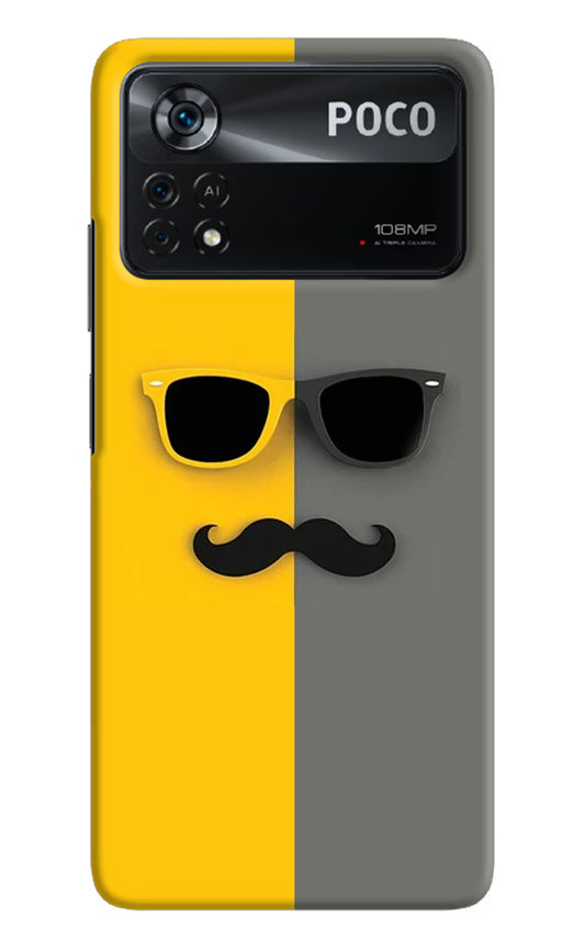 Sunglasses with Mustache Poco X4 Pro Hard Case Back Cover by Casekaro