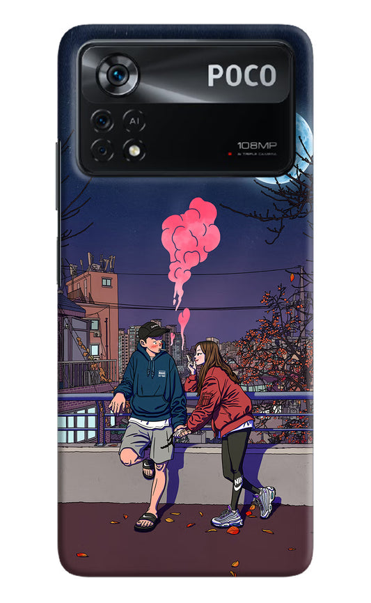 Chilling Couple Poco X4 Pro Hard Case Back Cover by Casekaro