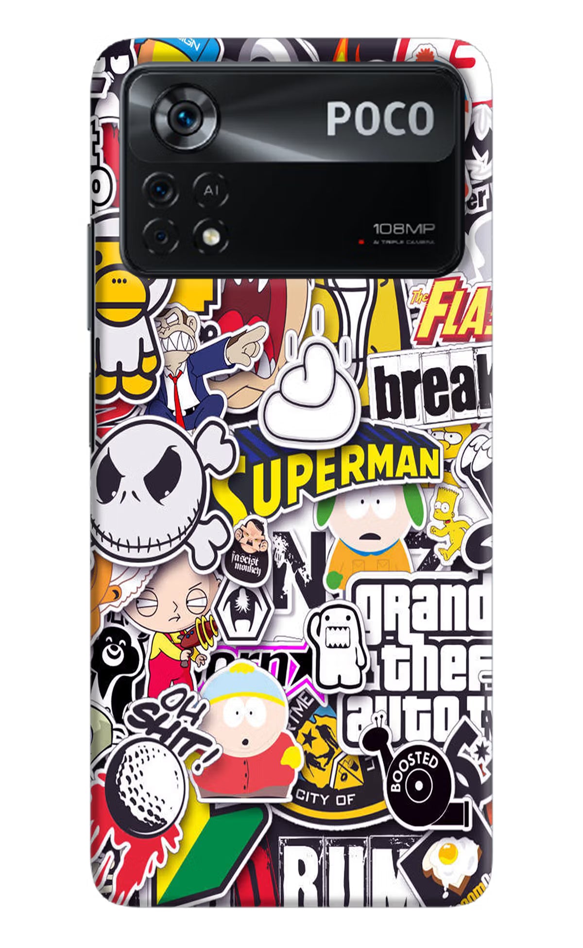 Sticker Bomb Poco X4 Pro Hard Case Back Cover by Casekaro