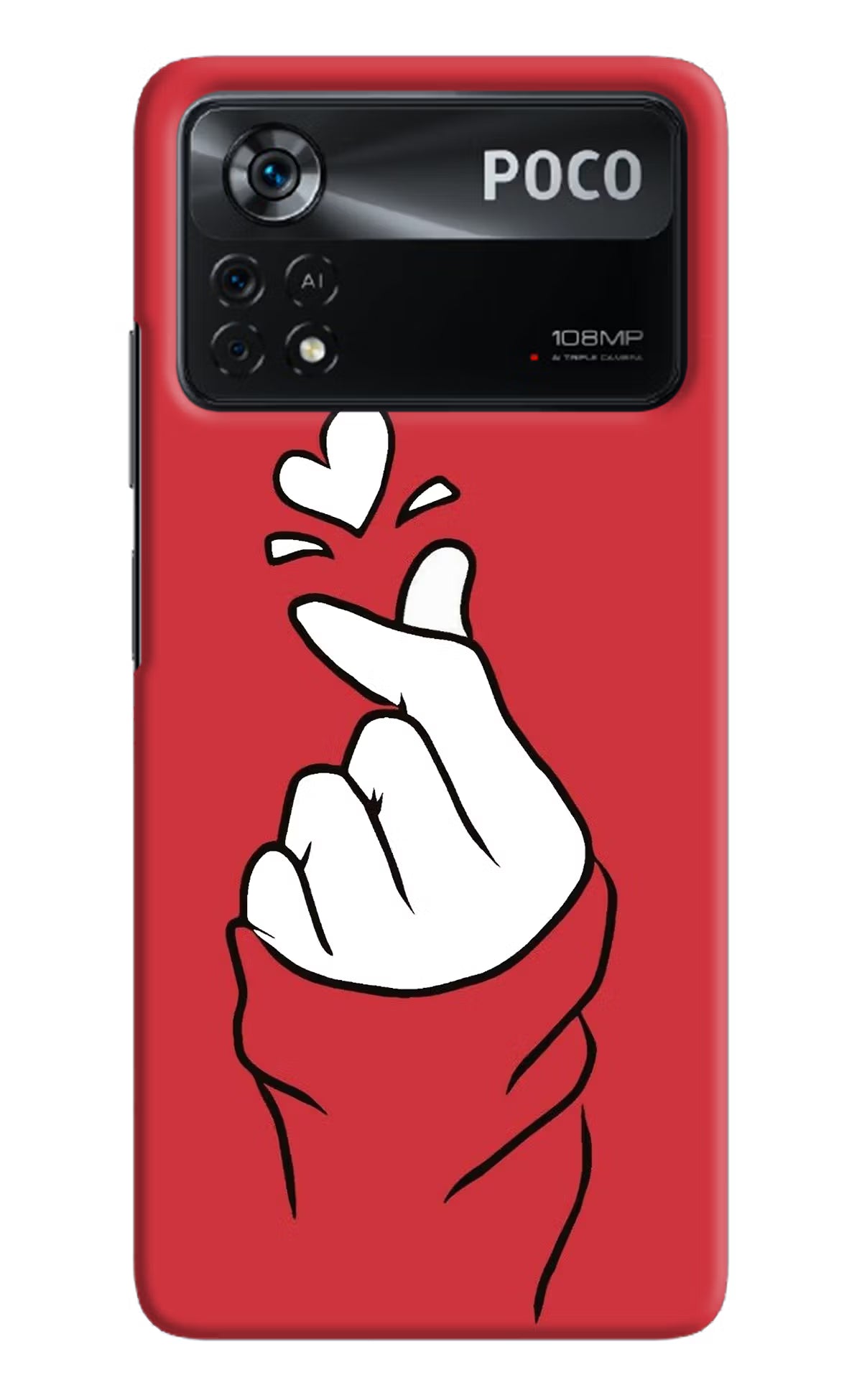 Korean Love Sign Poco X4 Pro Hard Case Back Cover by Casekaro