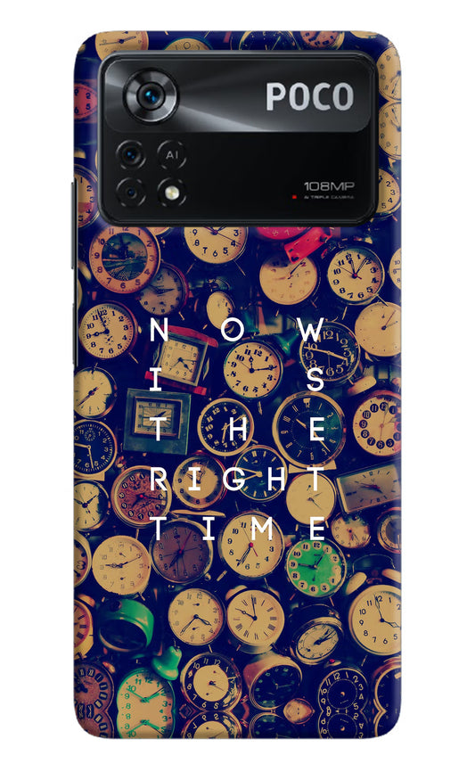 Now is the Right Time Quote Poco X4 Pro Hard Case Back Cover by Casekaro