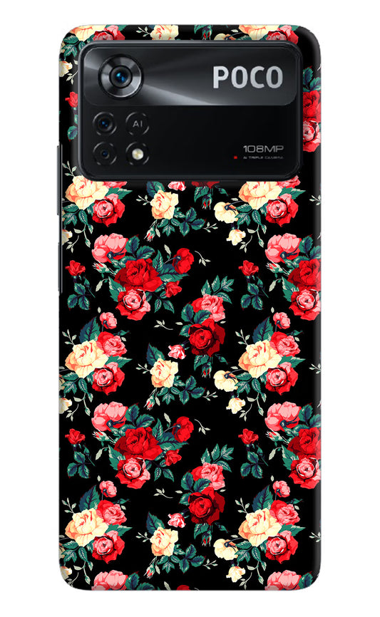 Rose Pattern Poco X4 Pro Hard Case Back Cover by Casekaro