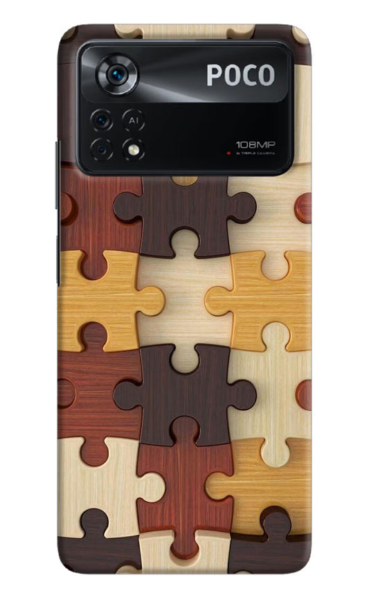 Wooden Puzzle Poco X4 Pro Hard Case Back Cover by Casekaro