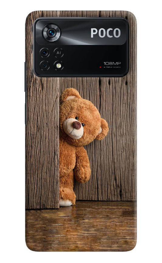 Teddy Wooden Poco X4 Pro Hard Case Back Cover by Casekaro