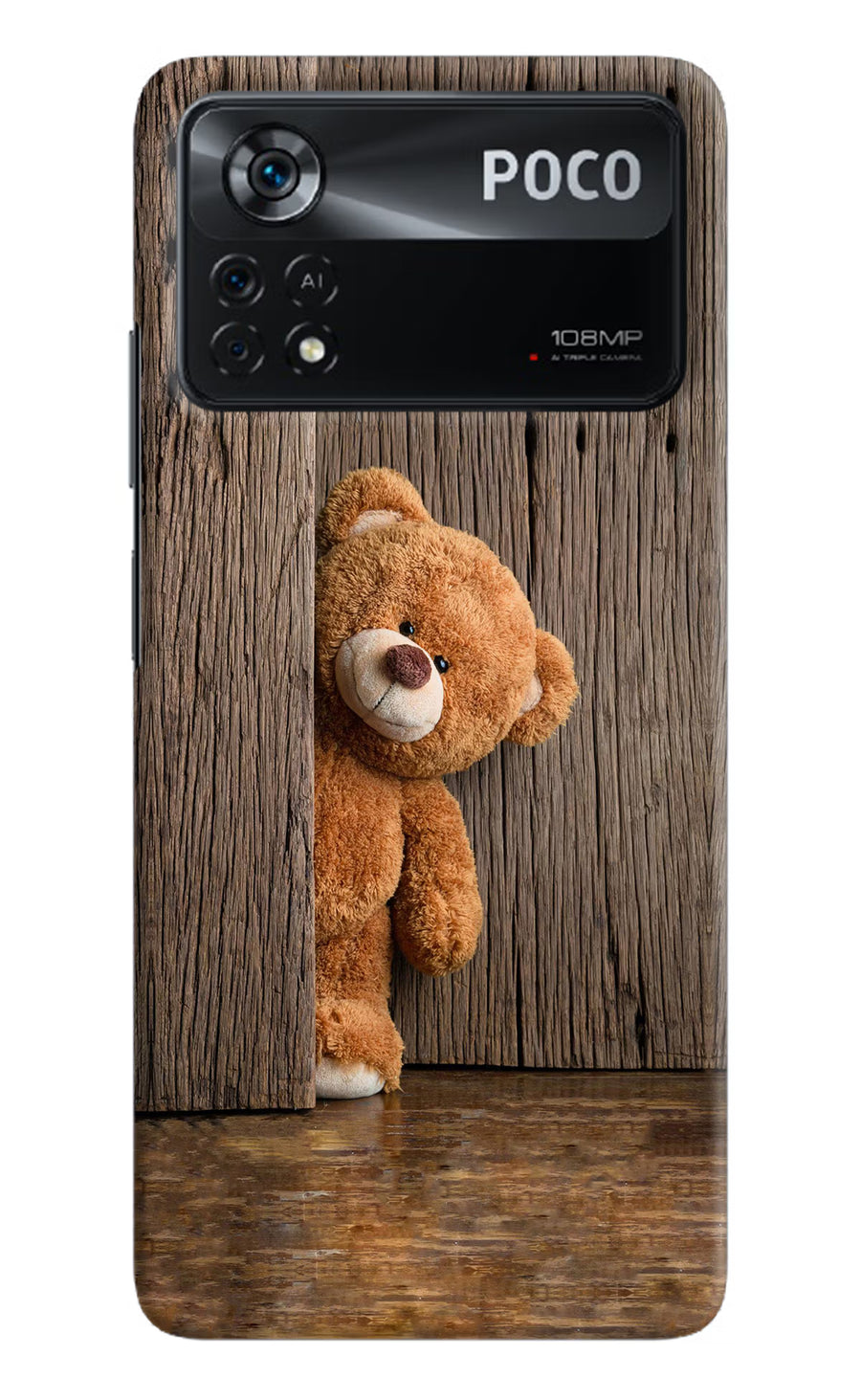 Teddy Wooden Poco X4 Pro Back Cover, Hard case