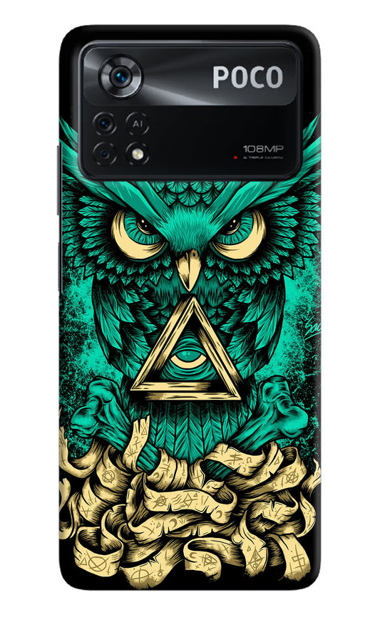 Green Owl Poco X4 Pro Hard Case Back Cover by Casekaro
