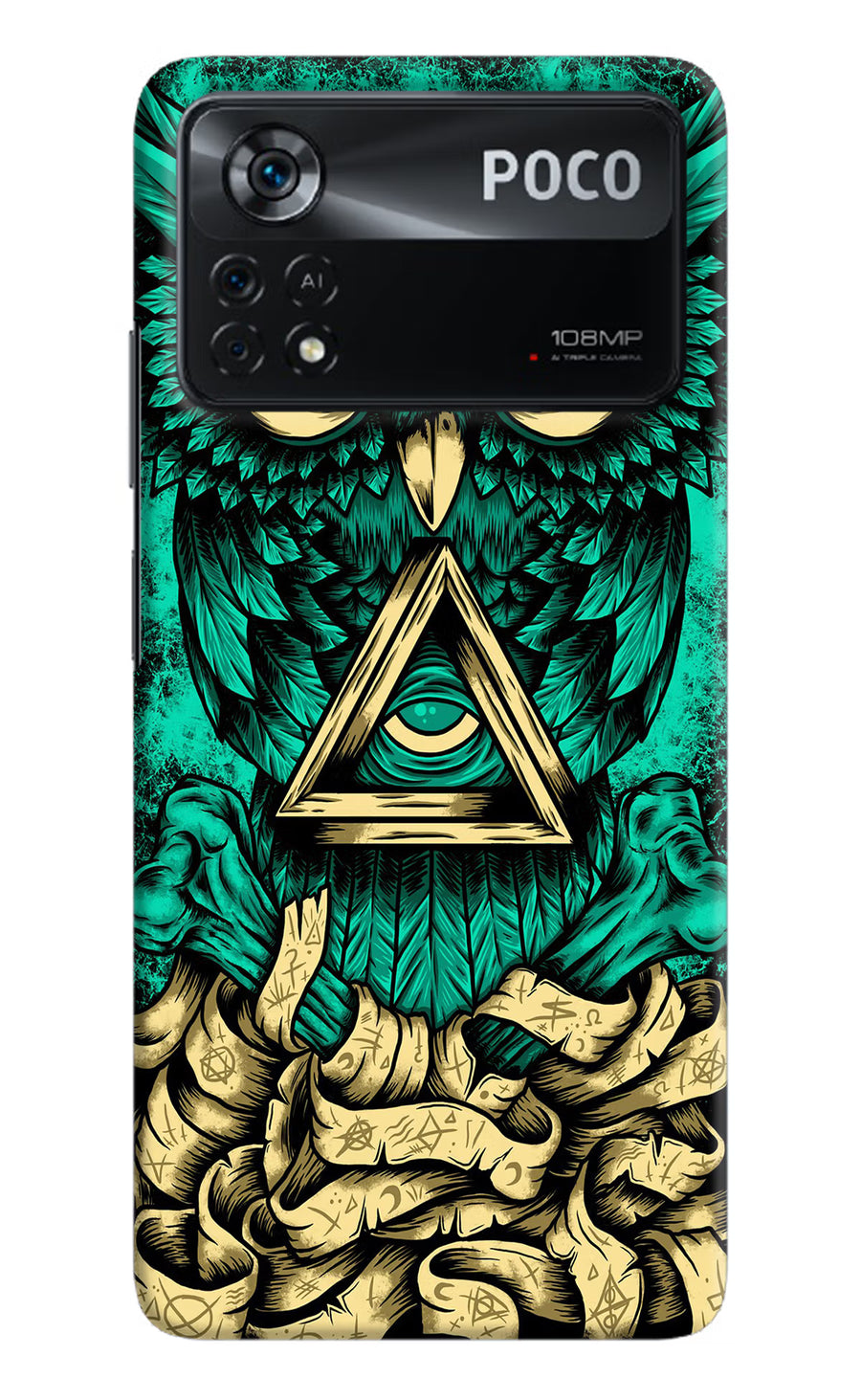 Green Owl Poco X4 Pro Back Cover, Hard case